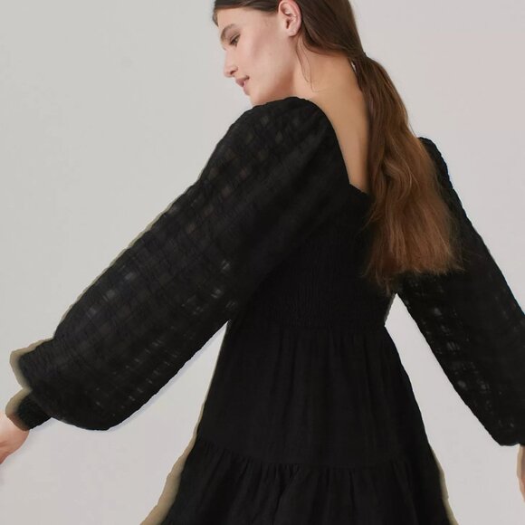 River Smocked Long Sleeve Mini Dress - Picture 5 of 8